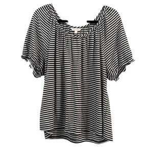 Lauren Conrad Gray & White Striped Blouse | XXL